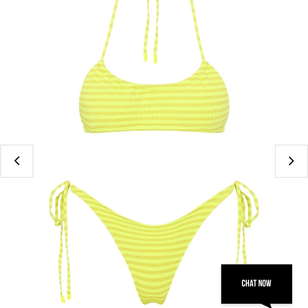 TNA Neon Yellow Striped Bikini Set